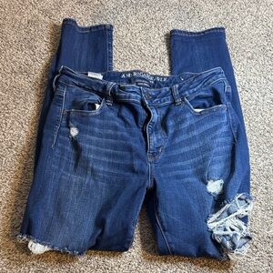 American Eagle Outfitters Dark Blue Ripped Skinny Jeans